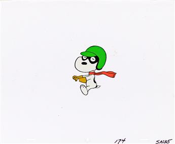 PEANUTS / CHARLES SCHULZ / BILL MELENDEZ PRODUCTIONS Snoopy and Woodstock animation cel setup.